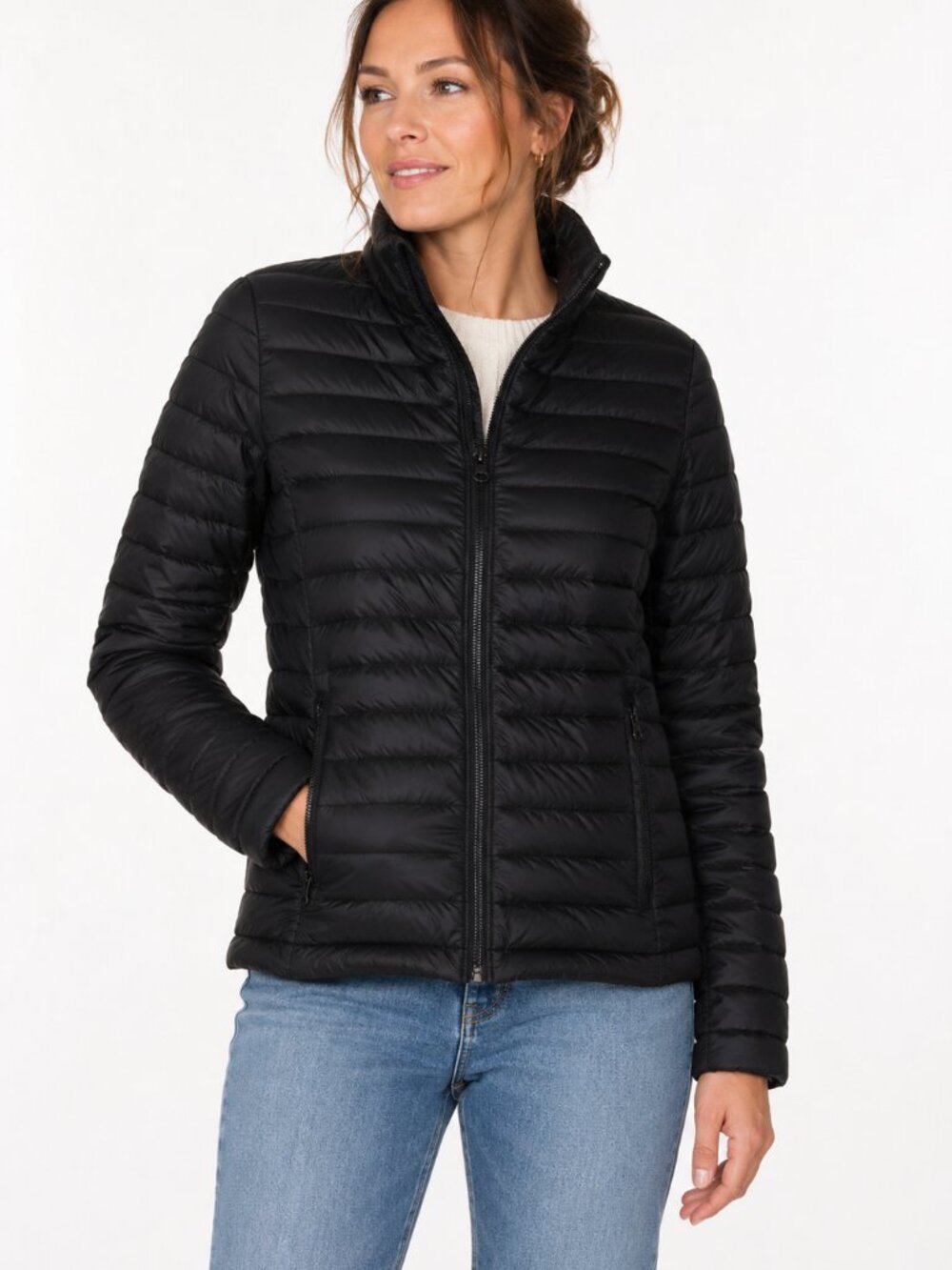 CORE Black Lightweight Puffer Jacket Women's Medium Full Zip